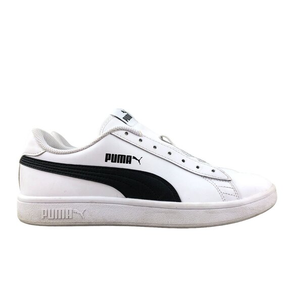 Puma Men's Size 8 Smash V2 White Black SoftFoam Low Top Sneakers Shoes 374513-01 - Picture 1 of 13
